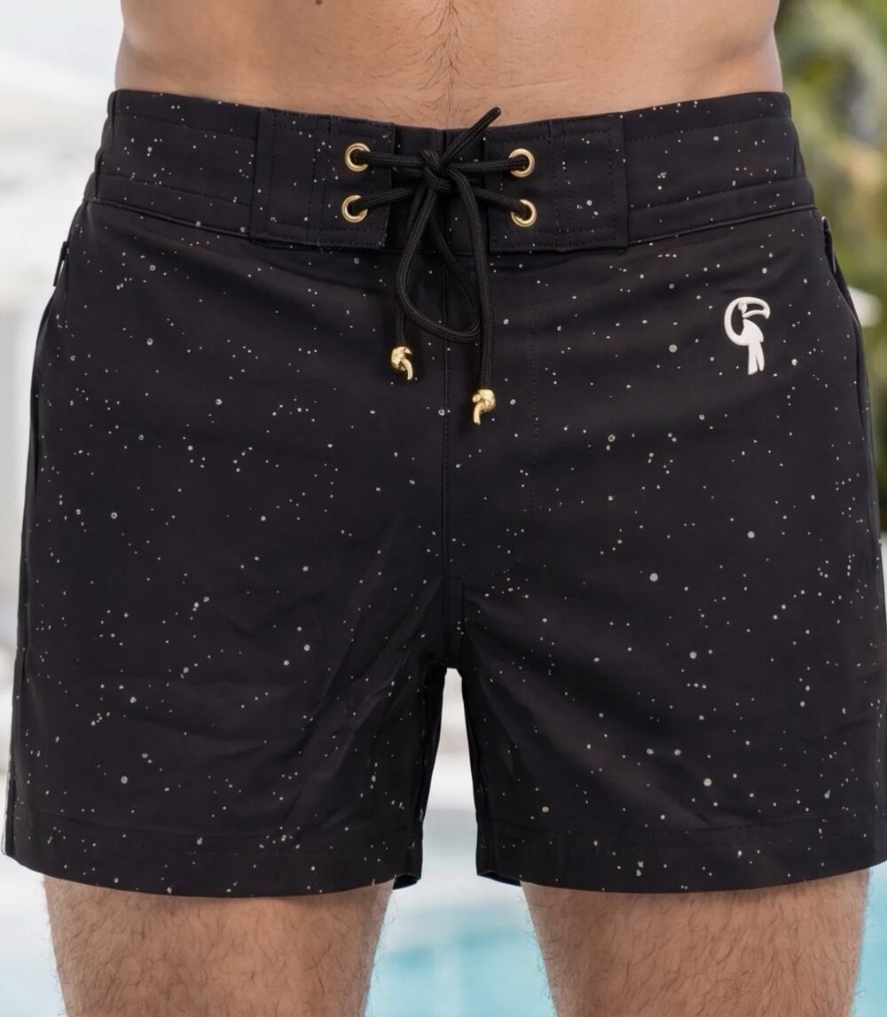 Tucann Men's Premium Swim Shorts Specke -Black 5" X-Large